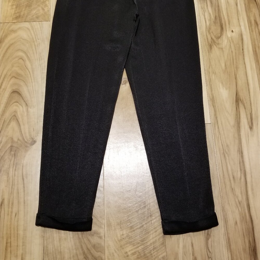 HM New Womens Dress Pant Sz 2 High Waist Pleated Tapered Cuffs NWT Black Shimmer - Picture 6 of 11